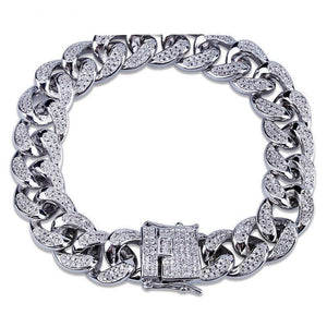 Iced Out White Diamond Link Bracelet