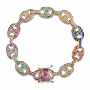 Iced Out Rainbow Link Bracelet